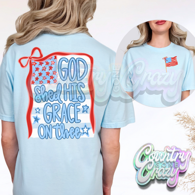 GOD SHED IS GRACE ON THEE WITH AMERICAN FLAG POCKET-Country Gone Crazy-Country Gone Crazy
