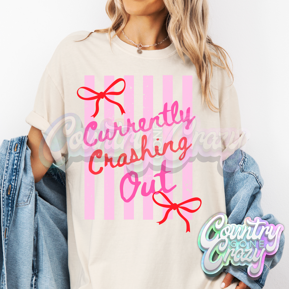 CURRENTLY CRASHING OUT PINK STRIPED-Country Gone Crazy-Country Gone Crazy