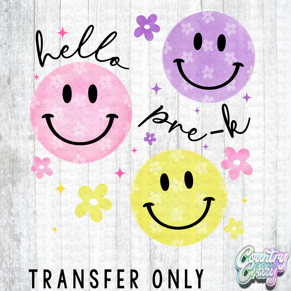 HT5735 •  HELLO PRE-K SMILEY BLACK WORDS