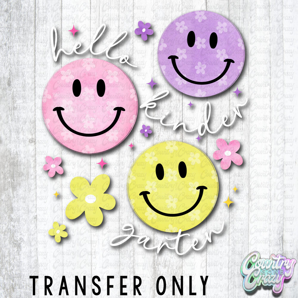 HT5736 •  HELLO KINDERGARTEN SMILEY WHITE WORDS