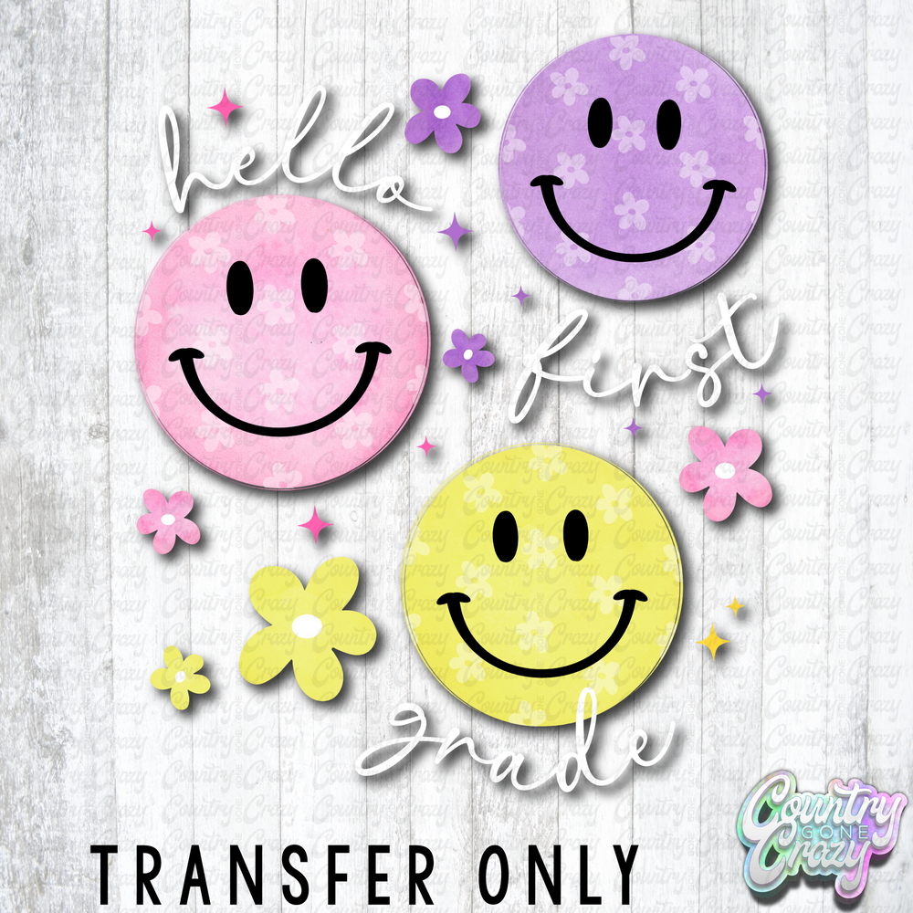 HT5738 • HELLO FIRST GRADE SMILEY WHITE WORDS