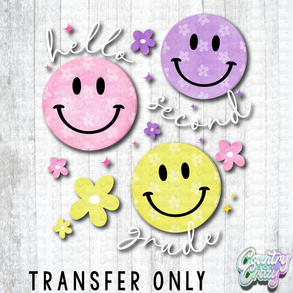 HT5740 • HELLO SECOND GRADE SMILEY WHITE WORDS