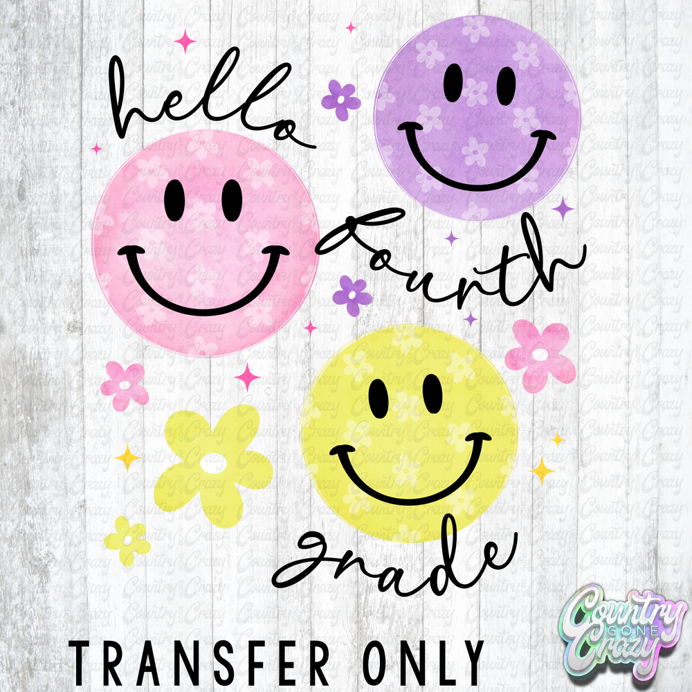 HT5745 •HELLO FOURTH GRADE SMILEY BLACK WORDS