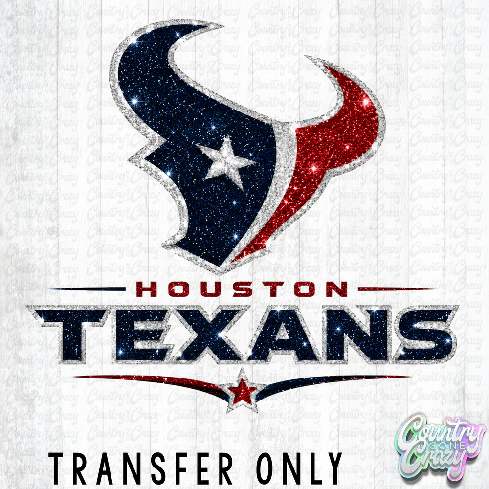 HT5862 • FAUX GLITTER HOUSTON TEXANS-Country Gone Crazy-Country Gone Crazy