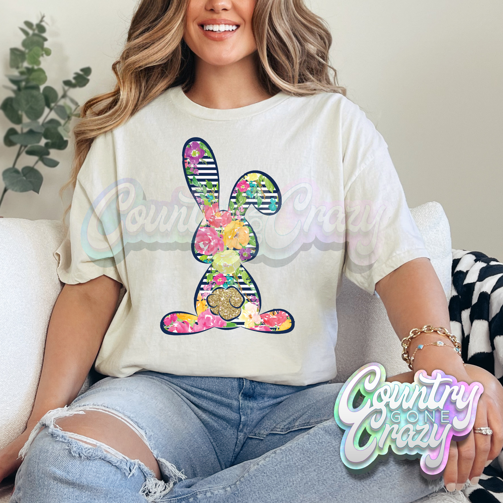 FLORAL FILLED BUNNY - NATURAL T-SHIRT-Country Gone Crazy-Country Gone Crazy