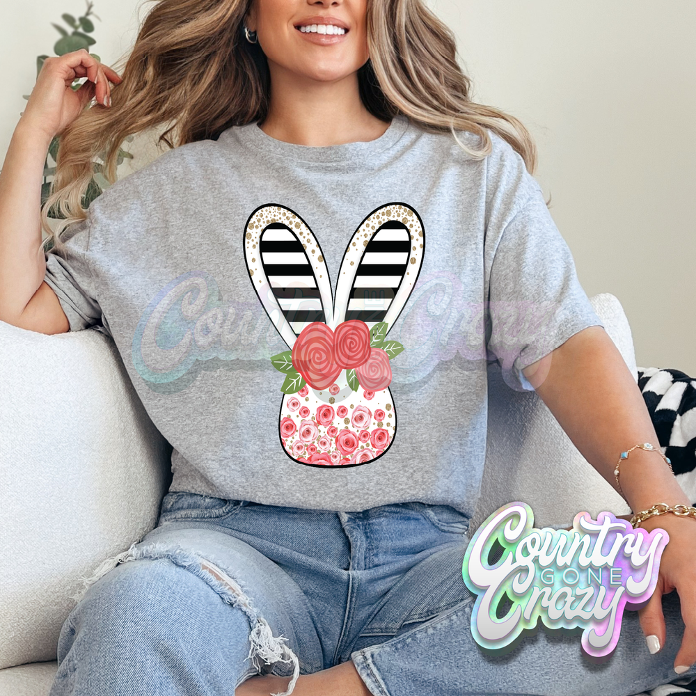 FLORAL BUNNY - SPORT GREY T-SHIRT-Country Gone Crazy-Country Gone Crazy