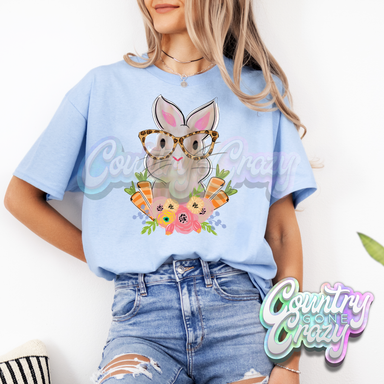 BUNNY WITH GLASSES - LIGHT BLUE T-SHIRT-Country Gone Crazy-Country Gone Crazy