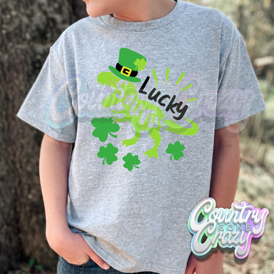 LUCKY SAURUS - SPORT GREY T-SHIRT-Country Gone Crazy-Country Gone Crazy