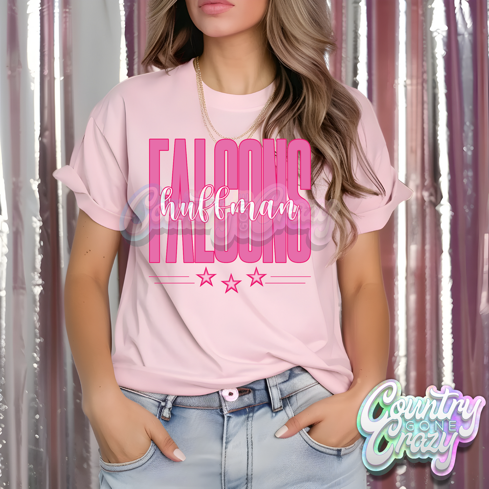 Huffman Falcons • Pink Fierce • T-Shirt-Country Gone Crazy-Country Gone Crazy