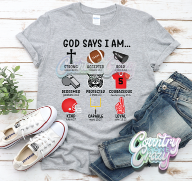 God Says I Am - Hull-Daisetta Bobcats - T-Shirt-Country Gone Crazy-Country Gone Crazy