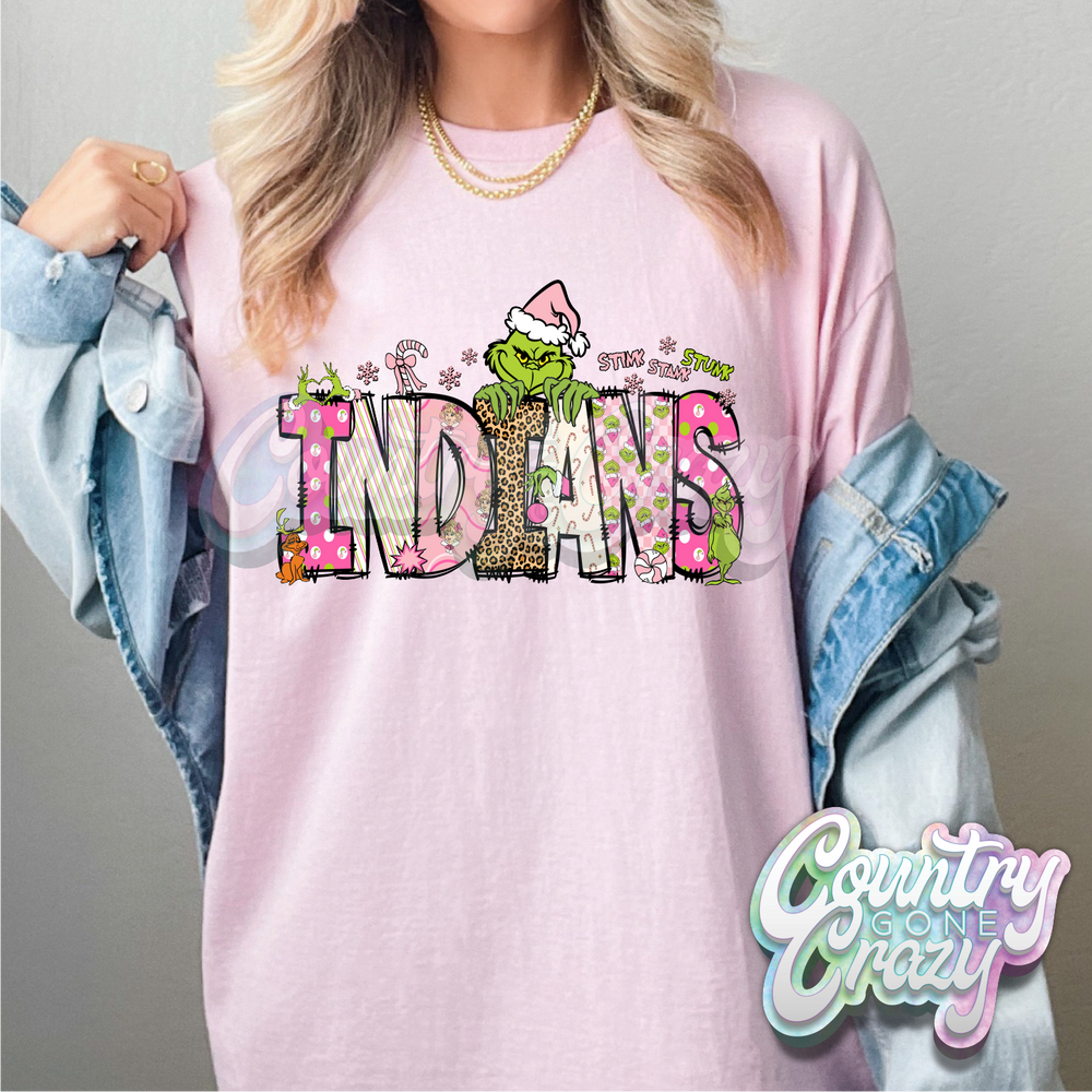 Indians - Pink Grinch - T-Shirt-Country Gone Crazy-Country Gone Crazy