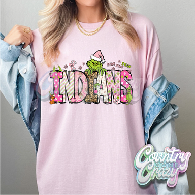 Indians - Pink Grinch - T-Shirt-Country Gone Crazy-Country Gone Crazy