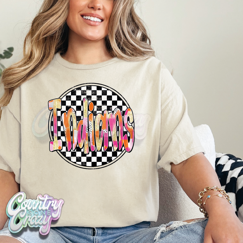 Indians - Checkered Splash - T-Shirt-Country Gone Crazy-Country Gone Crazy