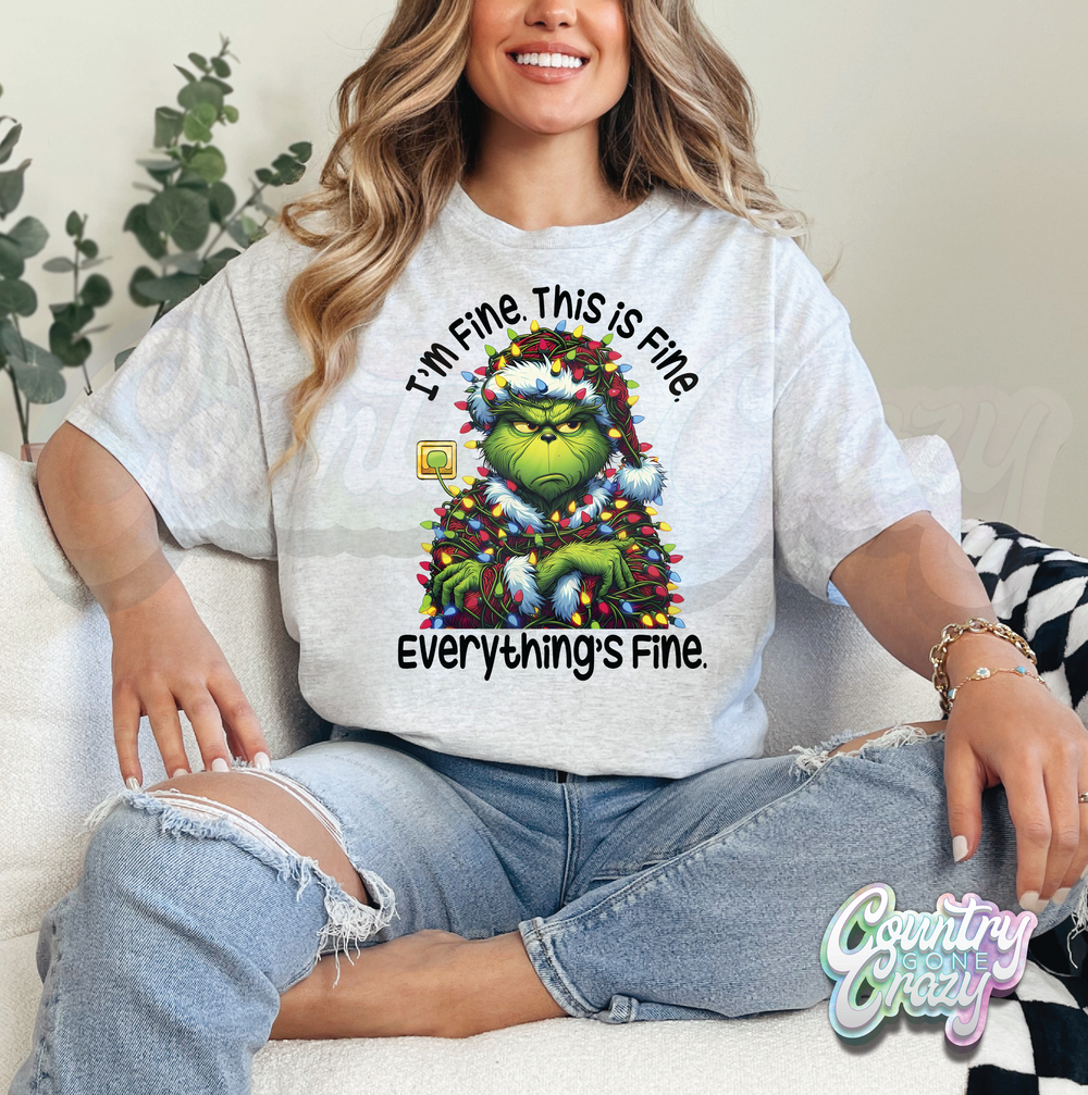 IT'S FINE, I'M FINE GRINCH - ASH - T-Shirt-Country Gone Crazy-Country Gone Crazy