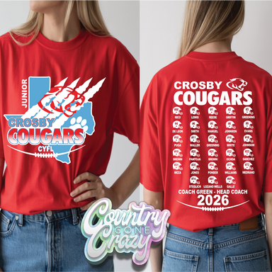 Crosby Cougars 2026 Junior Football T-Shirt-Country Gone Crazy-Country Gone Crazy