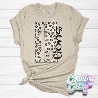 Lions - Boxed Leopard Bella Canvas T-Shirt-Country Gone Crazy-Country Gone Crazy