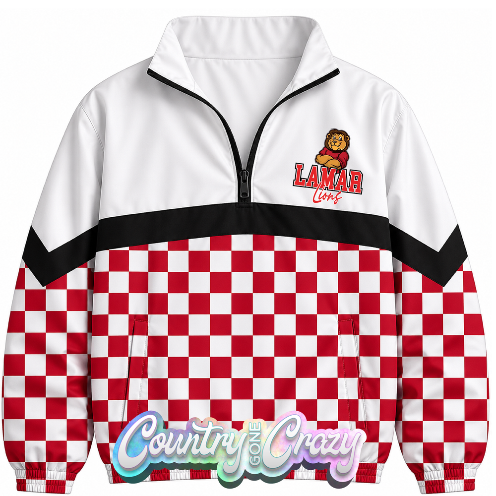 SCHOOL COLORS: RED/BLACK WINDBREAKER  // IN STOCK NOW