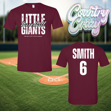 Little Giants Baseball - Maroon T-Shirt-Country Gone Crazy-Country Gone Crazy