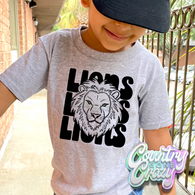 Lions Mascot Stacked T-Shirt-Country Gone Crazy-Country Gone Crazy