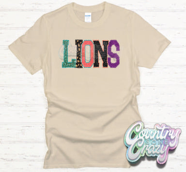 Lions Faux Applique T-Shirt-Country Gone Crazy-Country Gone Crazy