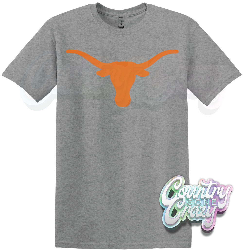 LONGHORN - SPORTS GREY T-SHIRT-Country Gone Crazy-Country Gone Crazy