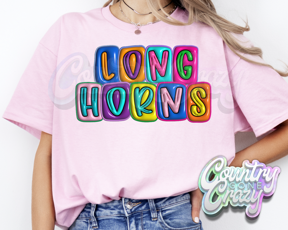 Longhorns •• Bubble •• T-Shirt-Country Gone Crazy-Country Gone Crazy