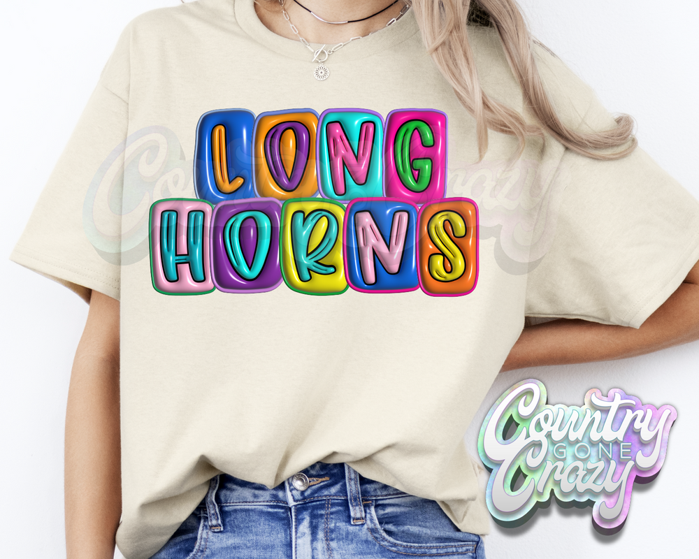 Longhorns •• Bubble •• T-Shirt-Country Gone Crazy-Country Gone Crazy