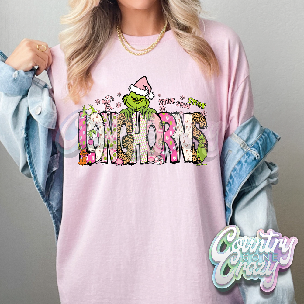 Longhorns - Pink Grinch - T-Shirt-Country Gone Crazy-Country Gone Crazy