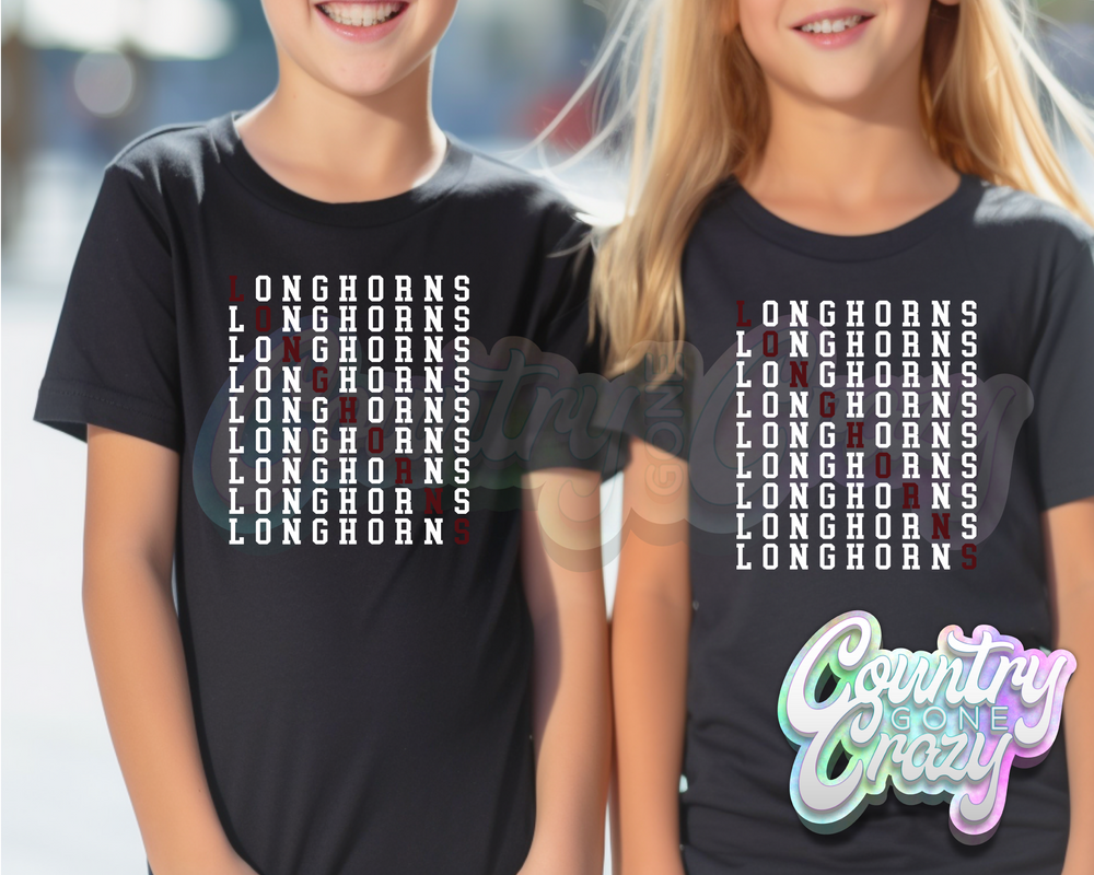 Longhorns • Maroon • Stacked T-Shirt-Country Gone Crazy-Country Gone Crazy