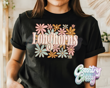 Longhorns • Blooming Boho • T-Shirt-Country Gone Crazy-Country Gone Crazy