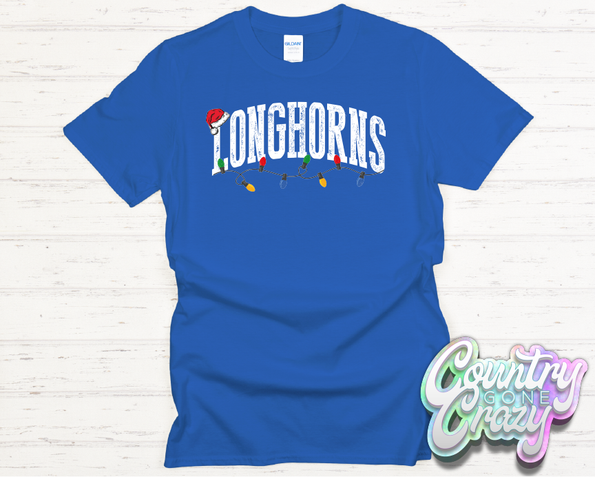 LONGHORNS - CHRISTMAS LIGHTS - T-SHIRT-Country Gone Crazy-Country Gone Crazy