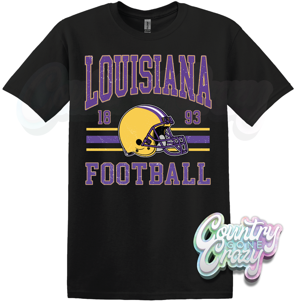 LOUISIANA FOOTBALL - BLACK T-SHIRT-Country Gone Crazy-Country Gone Crazy