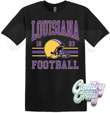 LOUISIANA FOOTBALL - BLACK T-SHIRT-Country Gone Crazy-Country Gone Crazy