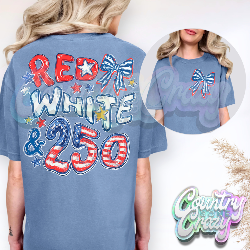 RED WHITE AND 250 WITH PATRIOTIC BOW POCKET