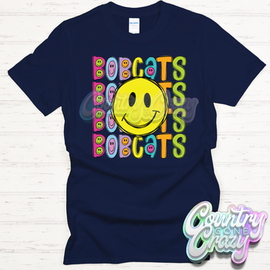 Bobcats Smiley T-Shirt-Country Gone Crazy-Country Gone Crazy