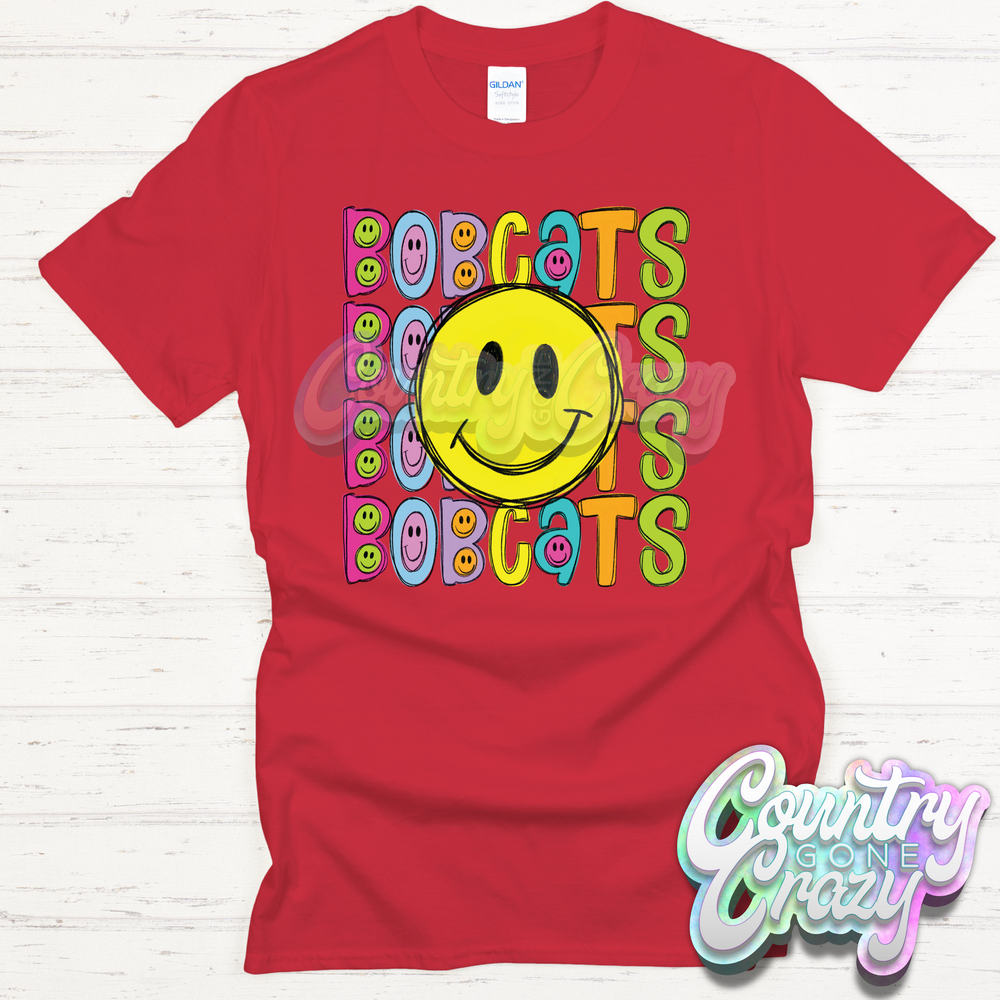 Bobcats Smiley T-Shirt-Country Gone Crazy-Country Gone Crazy