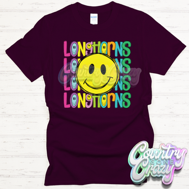 Longhorns Smiley T-Shirt-Country Gone Crazy-Country Gone Crazy