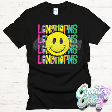 Longhorns Smiley T-Shirt-Country Gone Crazy-Country Gone Crazy