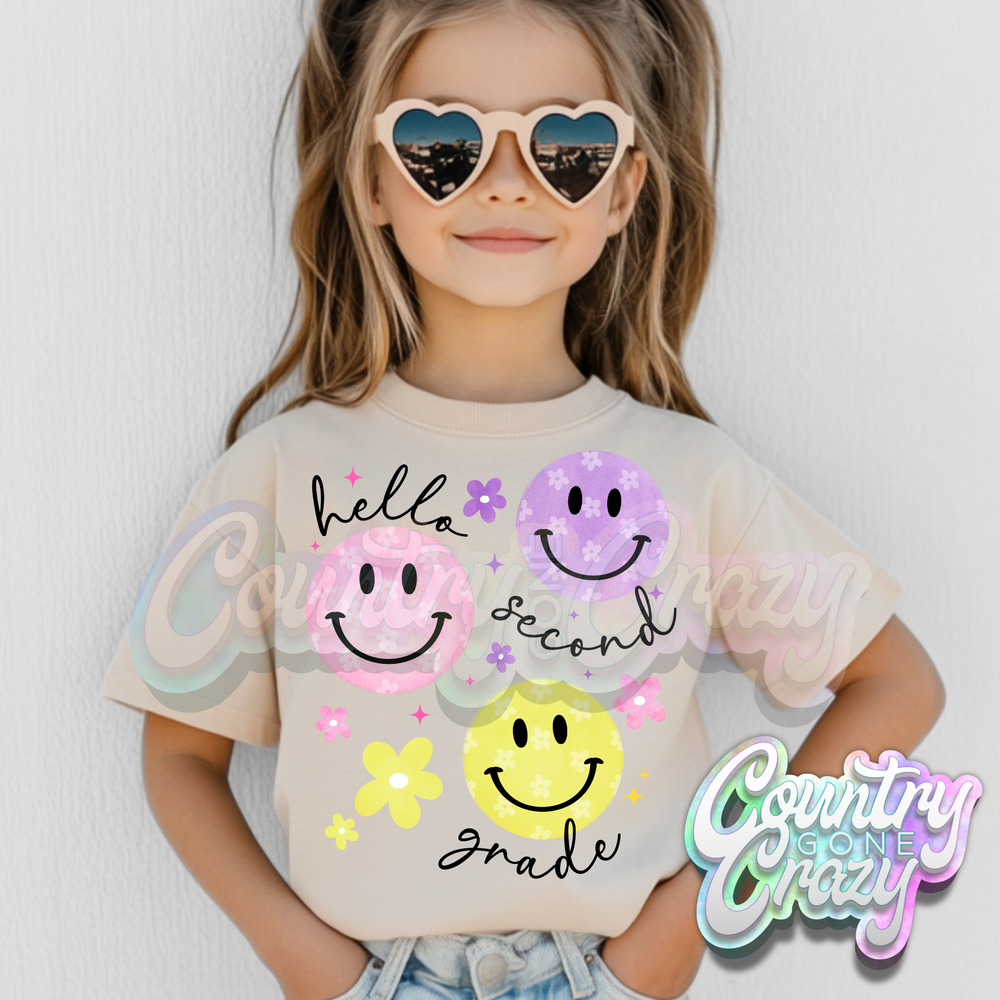 HELLO SECOND GRADE SMILEY BLACK WORDS
