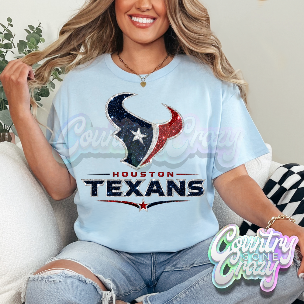 FAUX GLITTER HOUSTON TEXANS-Country Gone Crazy-Country Gone Crazy