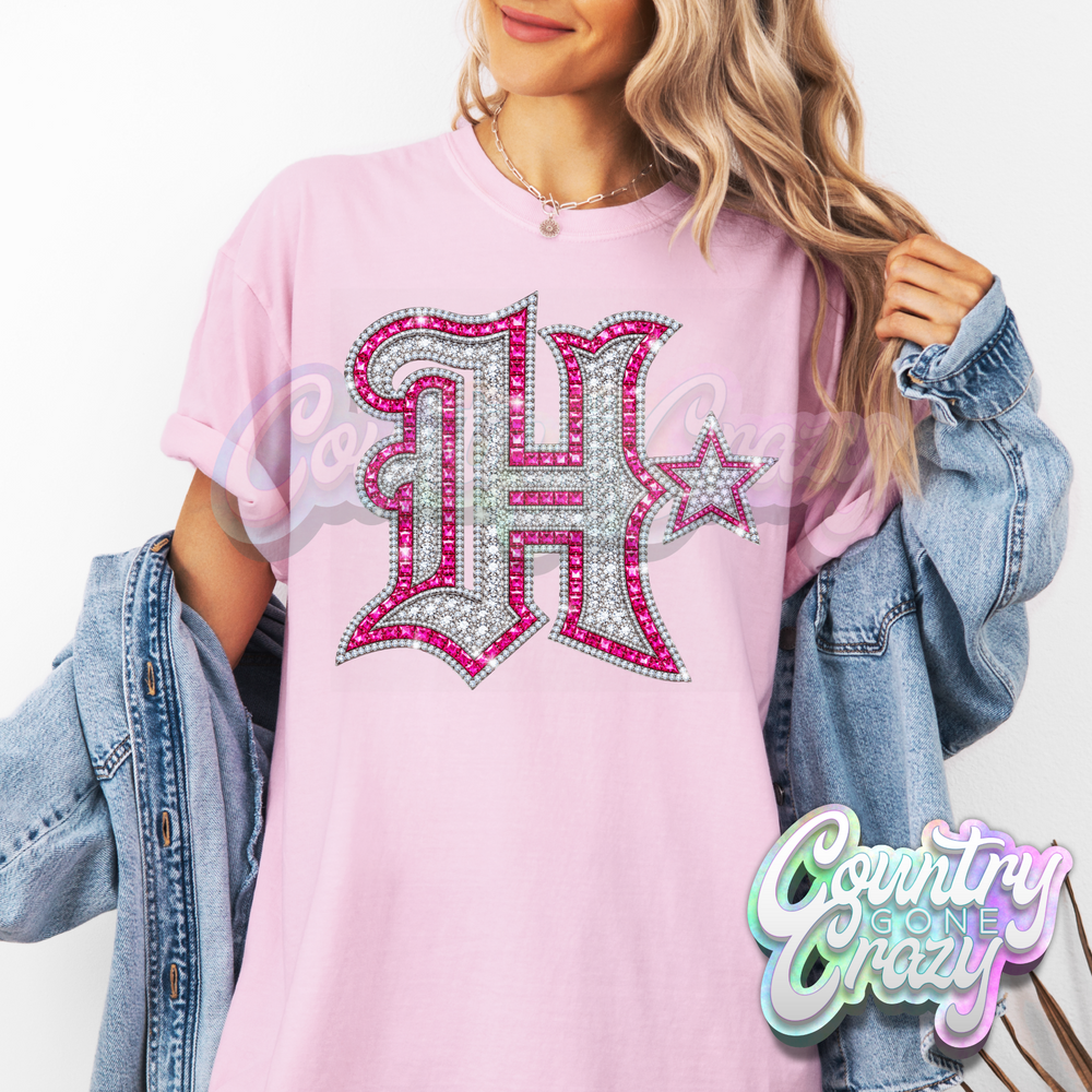 PINK H-TOWN FAUX DIAMOND