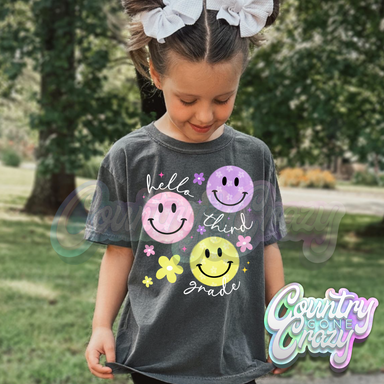 HELLO THIRD GRADE SMILEY WHITE WORDS-Country Gone Crazy-Country Gone Crazy