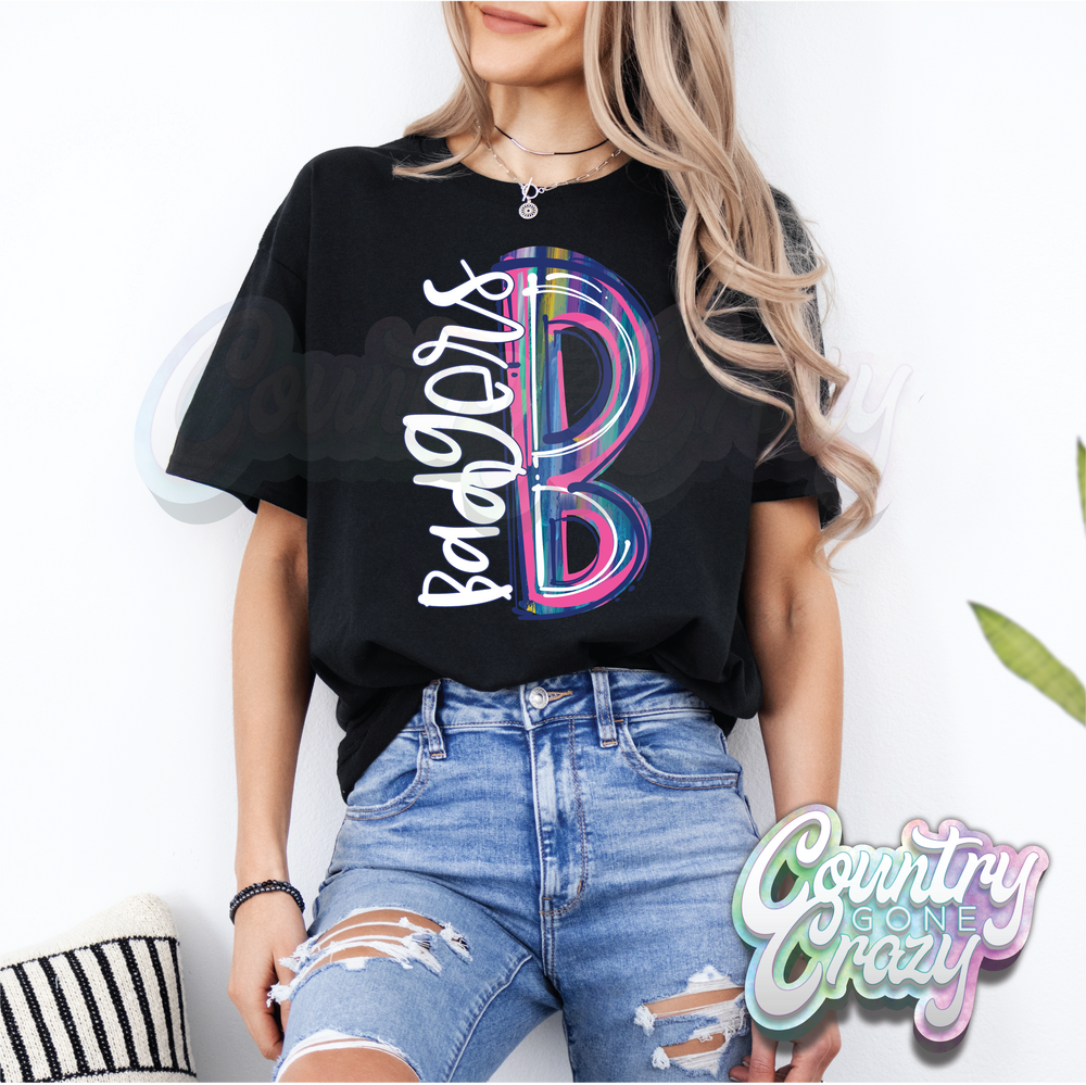 Badgers • Water Color • T-Shirt-Country Gone Crazy-Country Gone Crazy