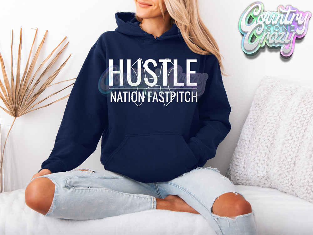 HUSTLE SOFTBALL HOODIE - DESIGN 2-Country Gone Crazy-Country Gone Crazy