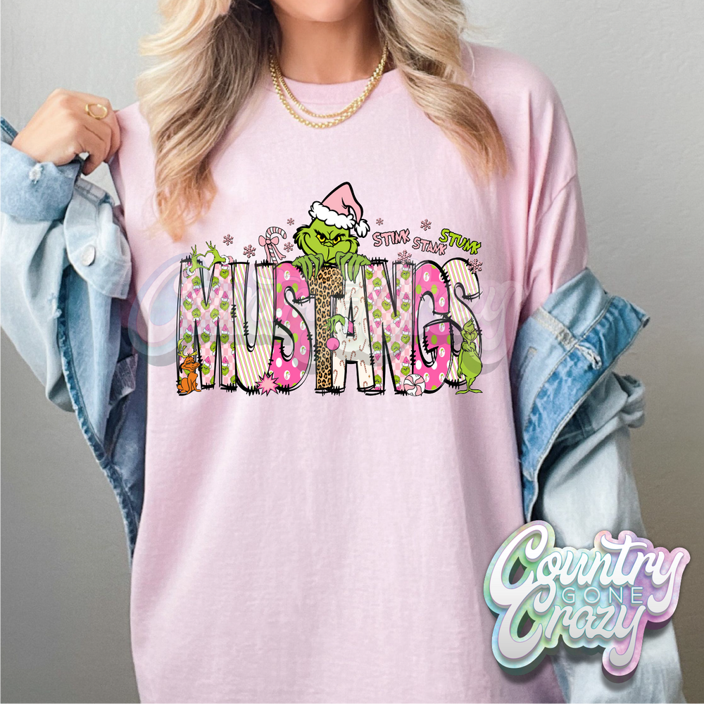 Mustangs - Pink Grinch - T-Shirt-Country Gone Crazy-Country Gone Crazy