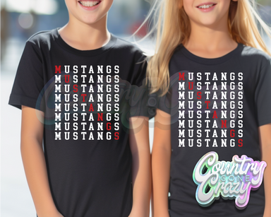 Mustangs • Red • Stacked T-Shirt-Country Gone Crazy-Country Gone Crazy