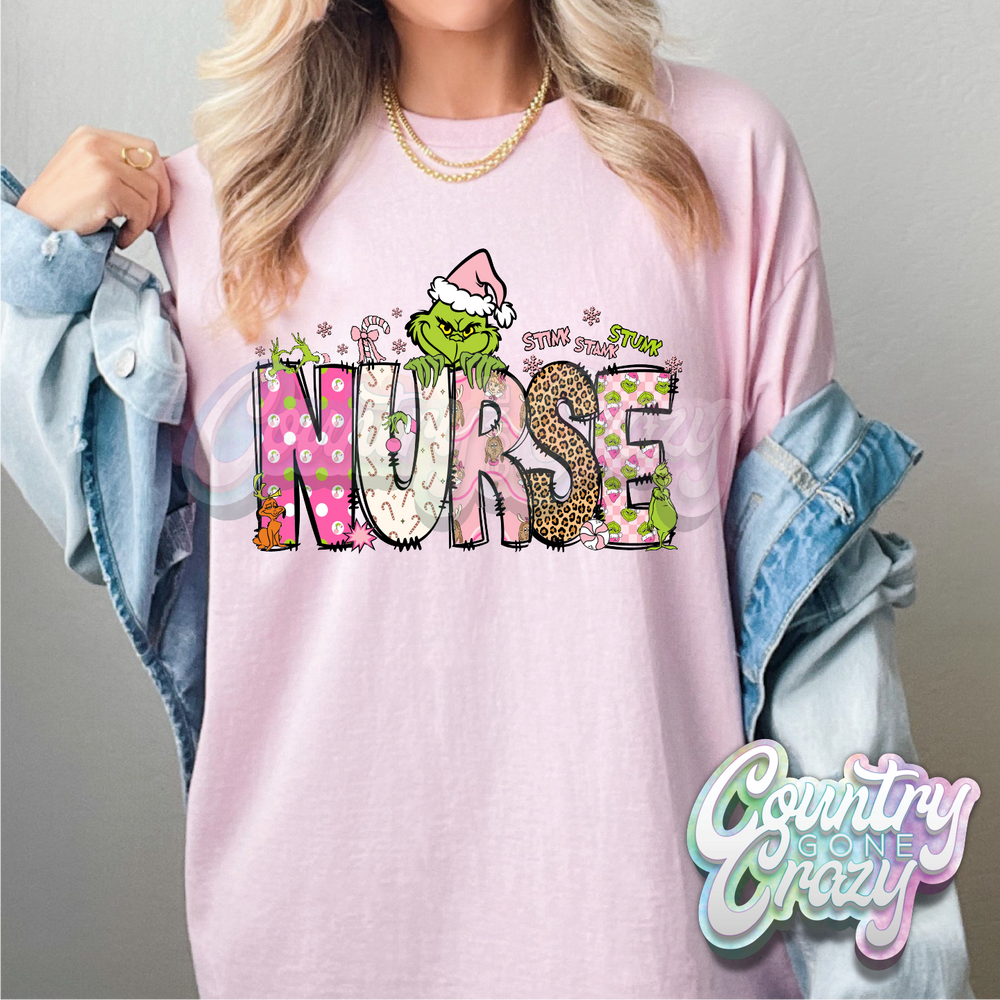 Nurse - Pink Grinch - T-Shirt-Country Gone Crazy-Country Gone Crazy