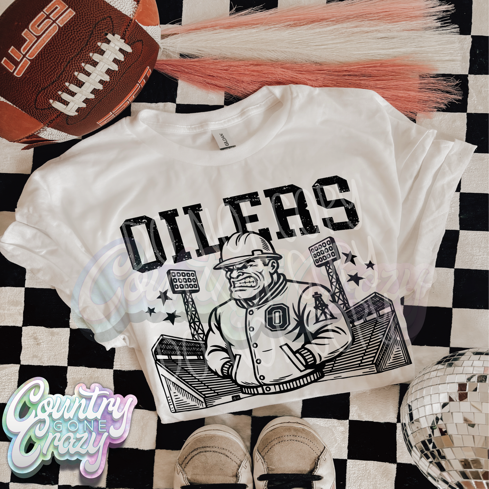 Oilers ~ Letterman ~ Natural T-Shirt-Country Gone Crazy-Country Gone Crazy