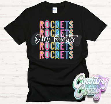 O.M. Roberts Rockets Fun Letters - T-Shirt-Country Gone Crazy-Country Gone Crazy