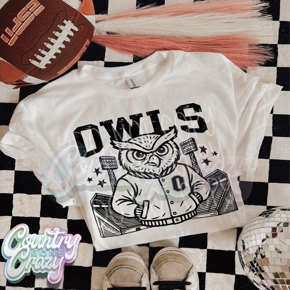 Owls ~ Letterman ~ Natural T-Shirt-Country Gone Crazy-Country Gone Crazy
